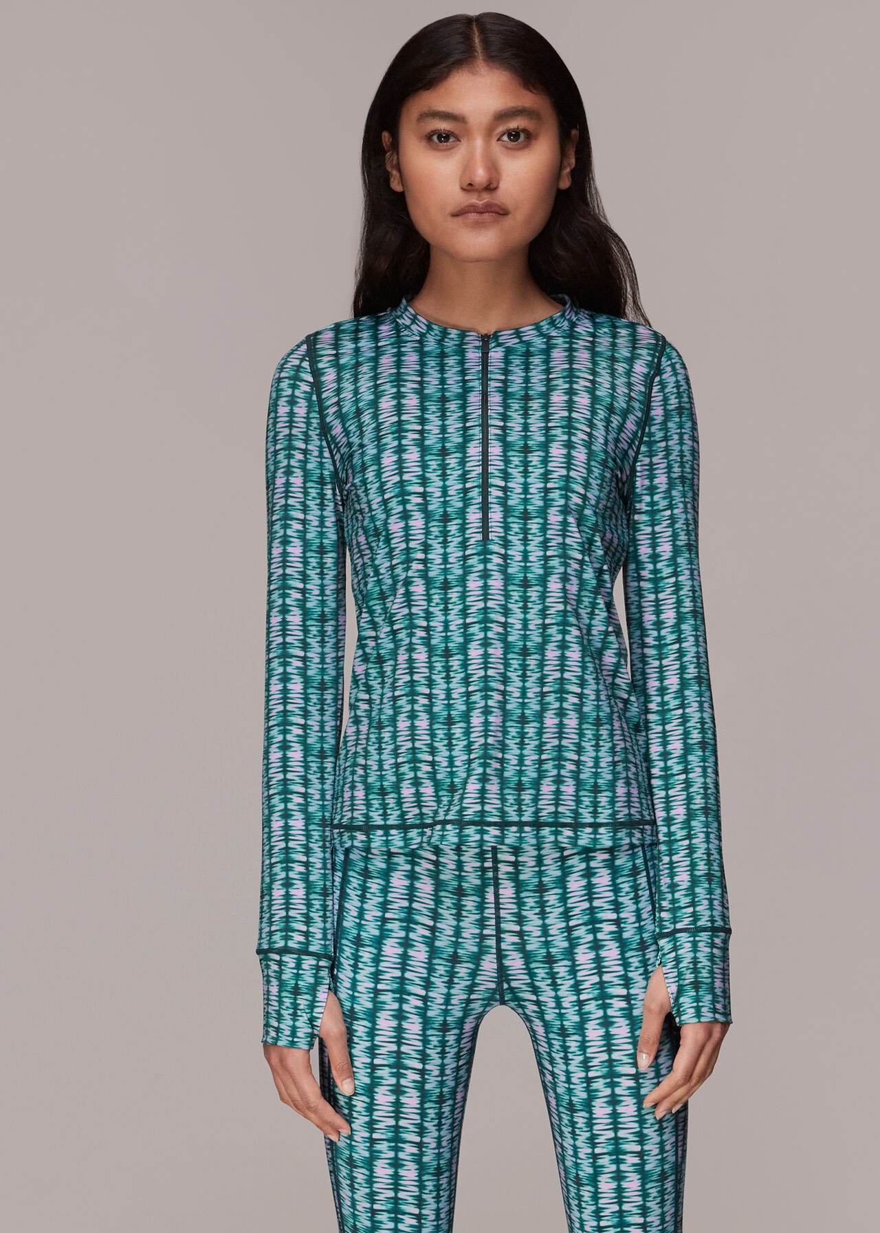 Abstract Wave Zip Sports Top